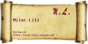 Miler Lili névjegykártya